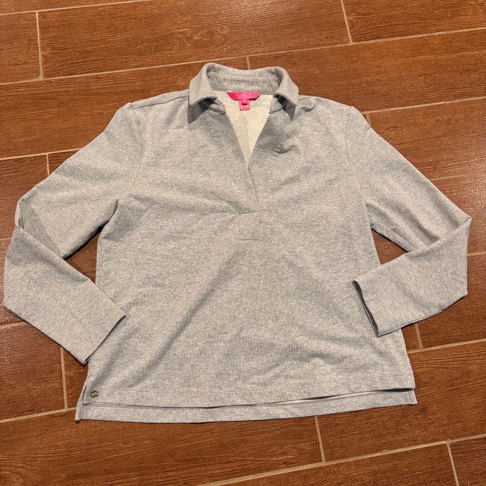 Lilly Pulitzer womens glittered collared vneck long sleeve pullover size small